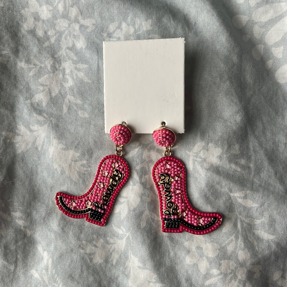 Howdy cowboy boot earrings